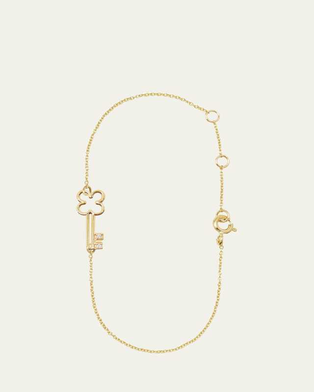 9K Yellow Gold Key Chain Bracelet with Diamonds